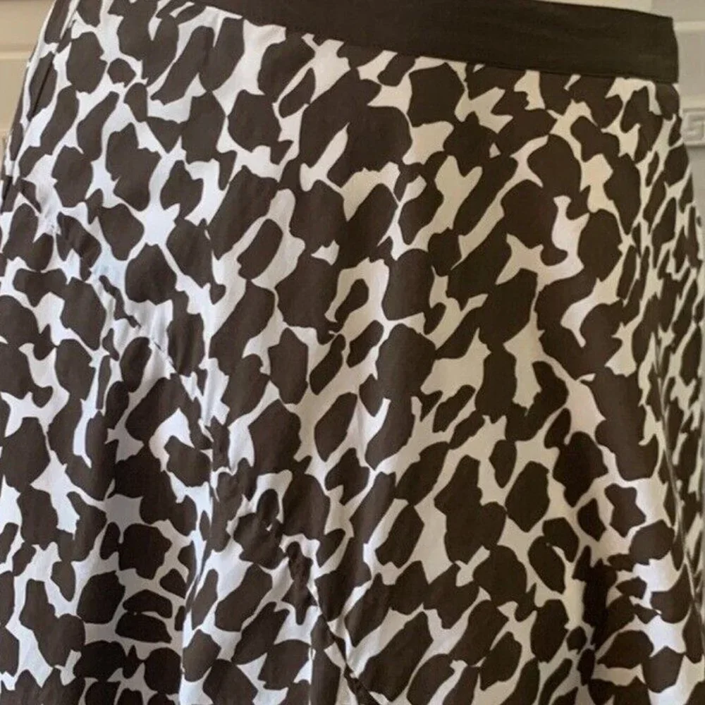 Chicos Animal Leopard Flared Midi Skirt Sz 1 M Brown Cotton Lined 28" EUC - Picture 8 of 14
